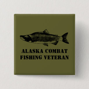 Alaska Combat Vissen Veteran Vierkante Button 5,1 Cm