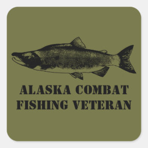 Alaska Combat Vissen Veteran Vierkante Sticker