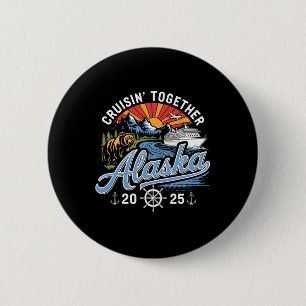 Alaska-cruise 2025 Familie Zomer Vakantie Reis M Ronde Button 5,7 Cm