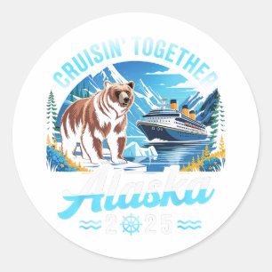 Alaska-cruise 2025 Samen varen Familie Vakantie Ronde Sticker