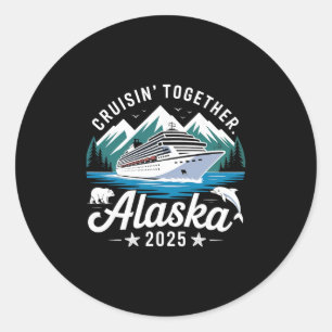 Alaska-cruise 2025 Samen varen Familie Vakantie Ronde Sticker