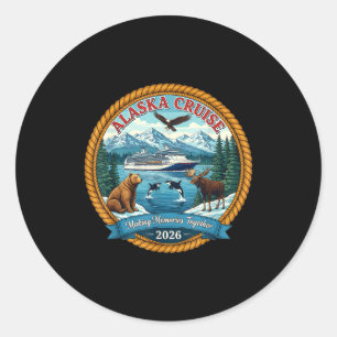 Alaska-cruise 2026 Matching vrienden en familie Gr Ronde Sticker