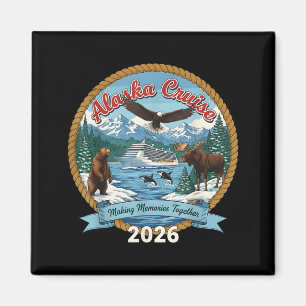 Alaska-cruise 2026 vrienden en familie bij elkaar magneet