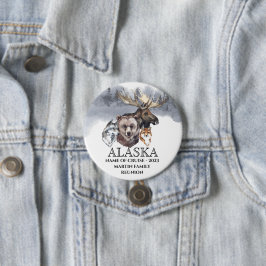 Alaska Cruise Vaar Dieren Beer Wolf Eland Ronde Button 7,6 Cm