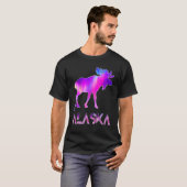 Alaska Day Moose Aurora Borealis At Night T-shirt (Voorkant volledig)