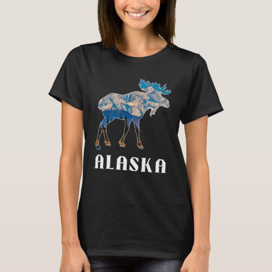 Alaska Day Moose Snowy Mountains T-shirt (Voorkant)