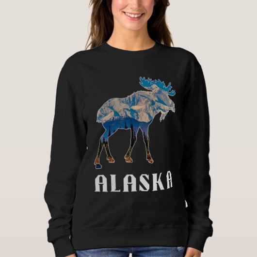 Alaska Day Moose Snowy Mountains Trui (Voorkant)