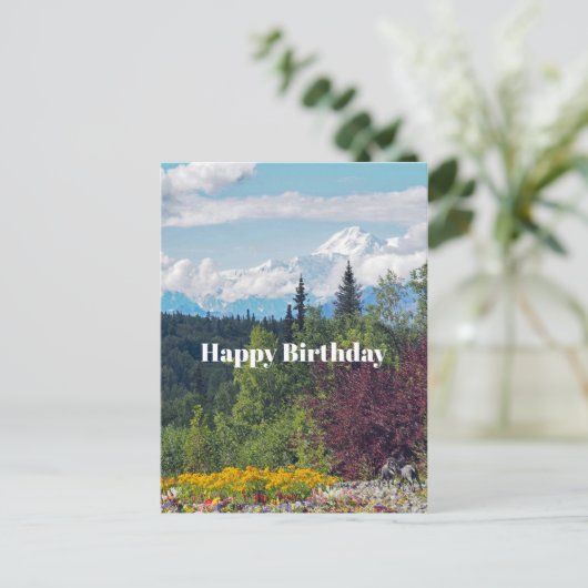 Alaska Denali Landschap Bloem Foto Verjaardag Briefkaart (Staand voorkant)