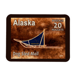 Alaska Dog Sled Mail Postage Stamp Magneet