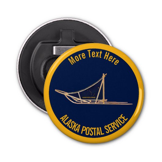 Alaska Dog Sled Postal Carrier Button Flesopener (Voorkant)