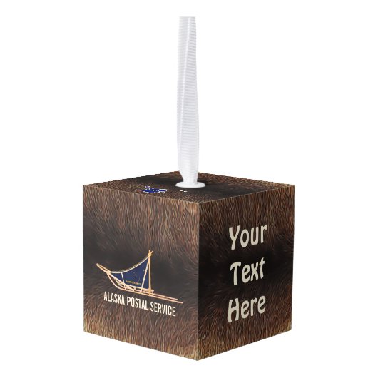 Alaska Dog Sled Postal Carrier Kubus Ornament (Achter hoekig)