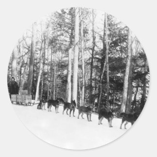 Alaska Dog Sledding Ronde Sticker