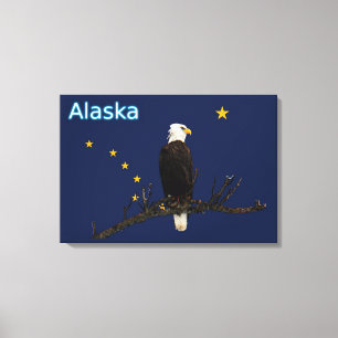 Alaska Eagle en Flag Canvas Afdruk
