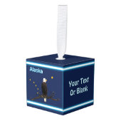 Alaska Eagle en Flag Kubus Ornament (Voorkant hoekig)