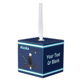 Alaska Eagle en Flag Kubus Ornament (Achter hoekig)