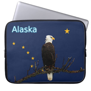 Alaska Eagle en Flag Laptop Sleeve