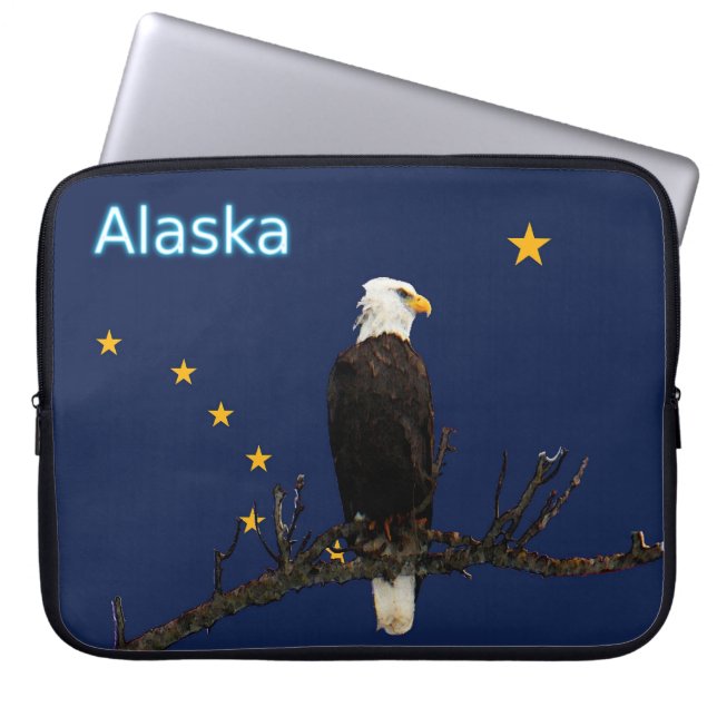 Alaska Eagle en Flag Laptop Sleeve (Voorkant)