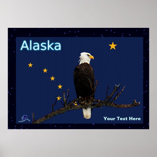 Alaska Eagle en Flag Poster (Voorkant)