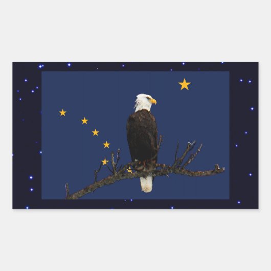 Alaska Eagle en Flag Rechthoekige Sticker (Voorkant)