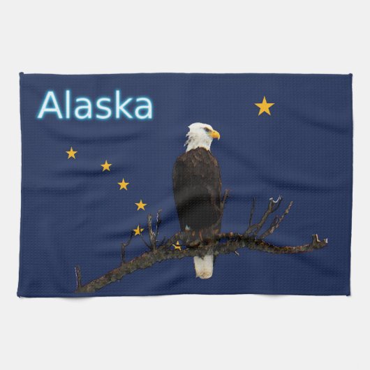 Alaska Eagle en Flag Theedoek (Horizontaal)