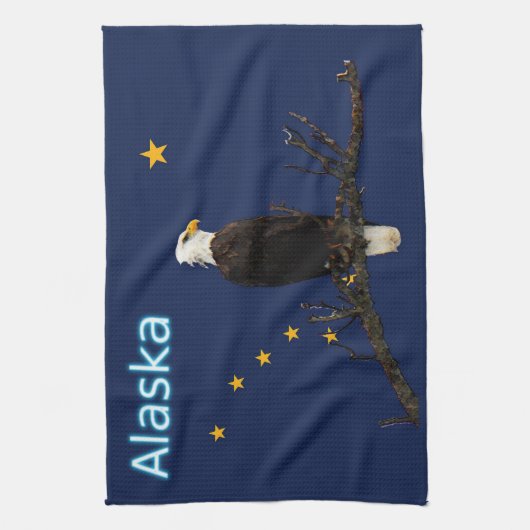 Alaska Eagle en Flag Theedoek (Verticaal)
