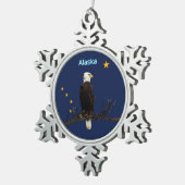 Alaska Eagle en Flag Tin Sneeuwvlok Ornament (Rechts)