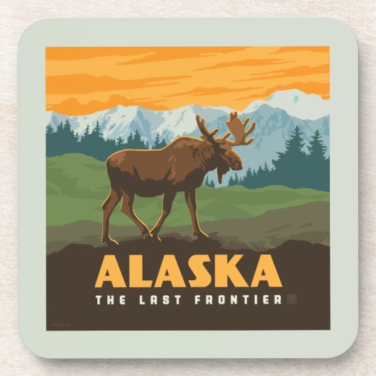 Alaska | eland aan de grens bier onderzetter (Voorkant)