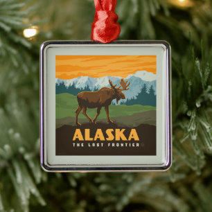 Alaska eland aan de grens metalen ornament