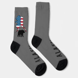 Alaska en beer silhouet, Amerikaanse vlag Sokken