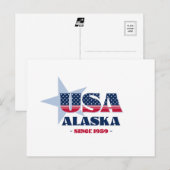 Alaska en carte postale rouge, blanche et bleue (Devant / Derrière)