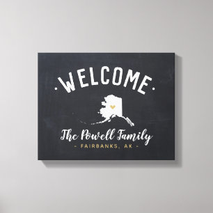 Alaska Family Monogram Welkomstteken Canvas Afdruk