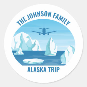 Alaska Family Vacation Custom Blue Glacier Ronde Sticker