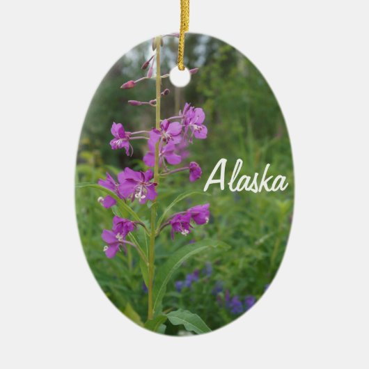 Alaska Fireweed kerstversiering gepersonaliseerd Keramisch Ornament (Voorkant)