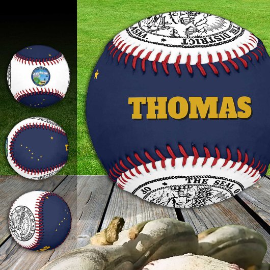 Alaska Flag, Alaska, Monogramme / Balles de baseba