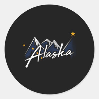 Alaska Flag Mountains noodlijdende staat Ronde Sticker