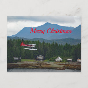 Alaska Floatplane Landscape met kerstmis Feestdagenkaart