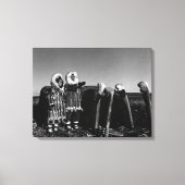 Alaska Fur clad eskimo arctic sod igloo Canvas Afdruk (Voorkant)