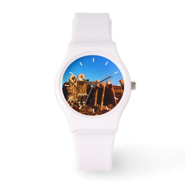  Alaska Fur clad eskimo arctic sod igloo Horloge (Voorkant)