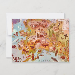 Alaska geïllustreerde vintage ansichtkaart briefkaart