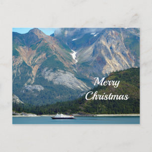 Alaska Glacier Bay Boat Foto van Kerstmis Feestdagenkaart