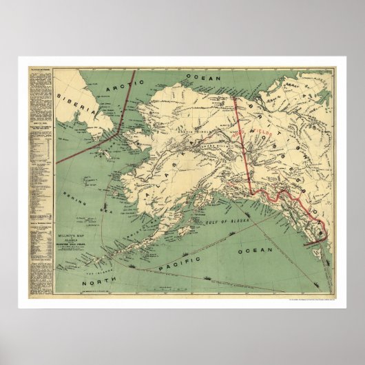 Alaska Gold Fields Map 1897 Poster (Voorkant)