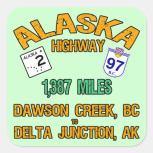 Alaska Highway Vierkante Sticker