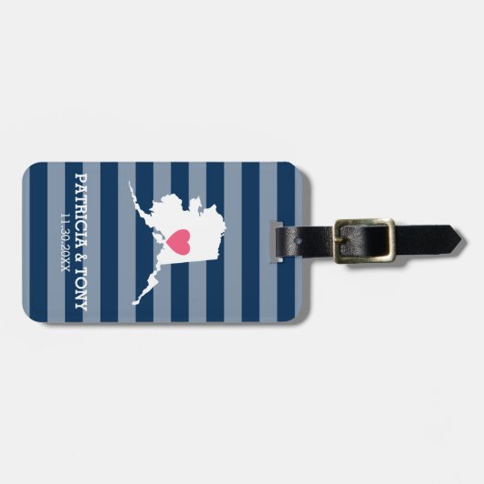 Alaska Home State Love met Custom Heart Bagagelabel (Voorkant horizontaal)