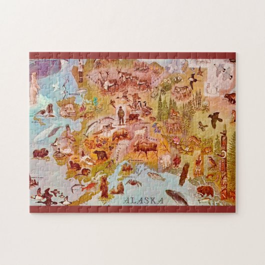 Alaska Illustrated Postcard 11x14 Legpuzzel (Horizontaal)