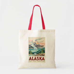 Alaska Illustratie van Noorderlicht en Steenarend Tote Bag