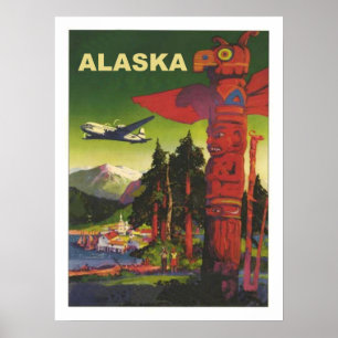 Alaska, Indische totem, vliegtuig,  luchtvaartmaat Poster