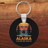 Alaska Is Calling And I Moose Go Funny Animal Love Sleutelhanger (Voorkant)