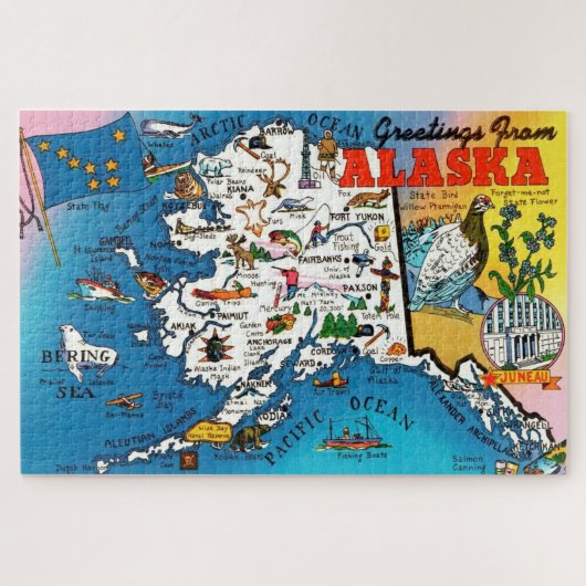 Alaska Kaart 20x30 Jigsaw Puzzel (Horizontaal)