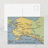 Alaska-kaart - Bering Straat, Nome, Barrow Briefkaart (Voorkant / Achterkant)