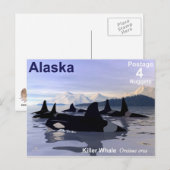 Alaska Killer Whales Stamp Briefkaart (Voorkant / Achterkant)